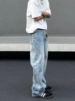 Washed Drape Wide-leg Jeans