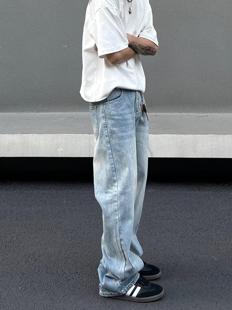 Washed Drape Wide-leg Jeans