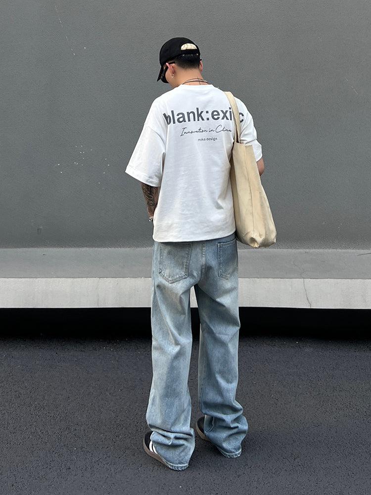 Washed Drape Wide-leg Jeans