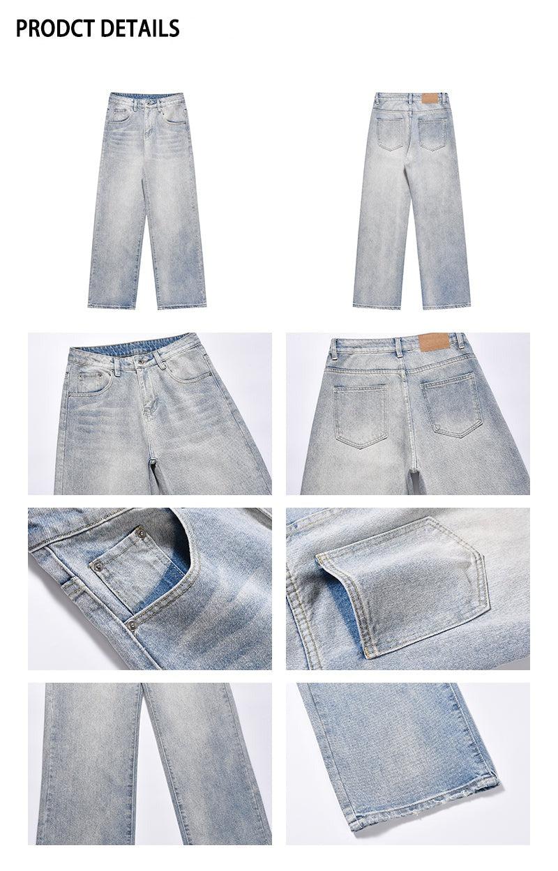 Washed Drape Wide-leg Jeans