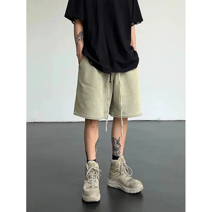 Washed Drawstring Shorts