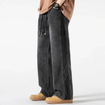 Washed Drawstring Straight Leg Pants
