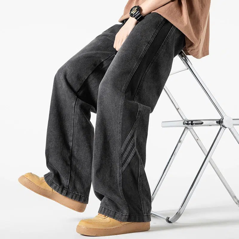 Washed Drawstring Straight Leg Pants
