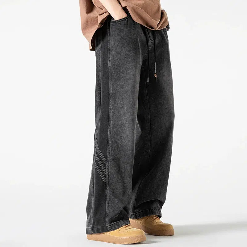 Washed Drawstring Straight Leg Pants