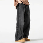 Washed Drawstring Straight Leg Pants
