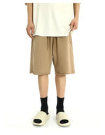 Washed Drawstring Waist Raw Edge Shorts