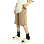 Washed Drawstring Waist Raw Edge Shorts