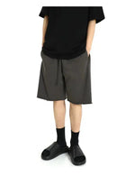 Washed Drawstring Waist Raw Edge Shorts