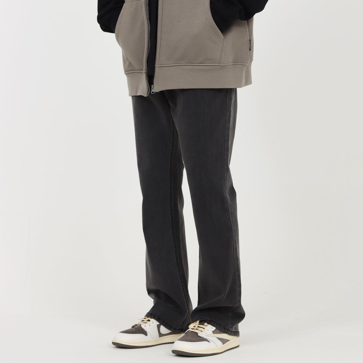 Washed Gray Elastic Flared Jeans