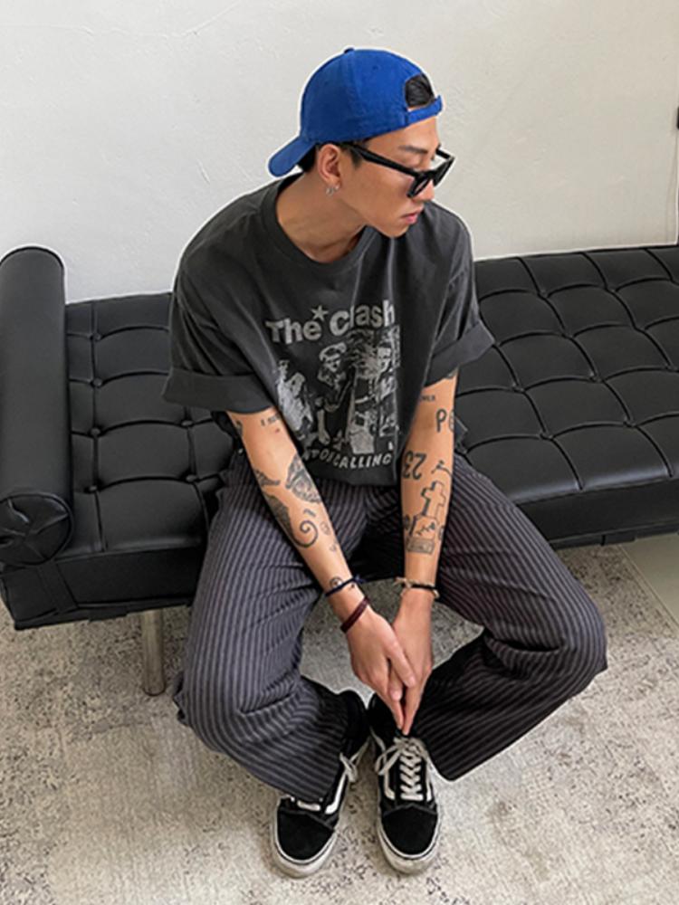 Washed Gray Printed T-shirt
