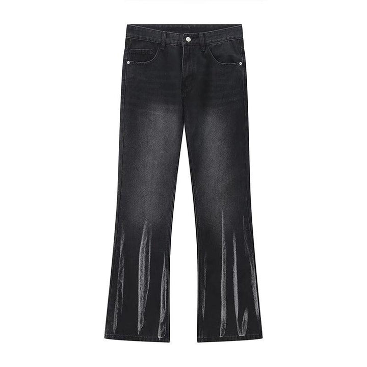 Washed Gray Straight Raw Edge Jeans