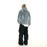 Washed Hooded Denim Sweatshirt