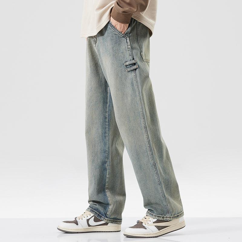 Washed Loose Straight Retro Jeans