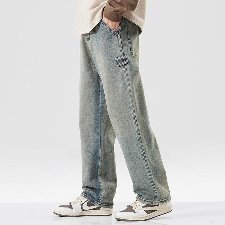 Washed Loose Straight Retro Jeans