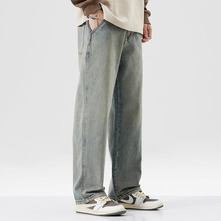 Washed Loose Straight Retro Jeans