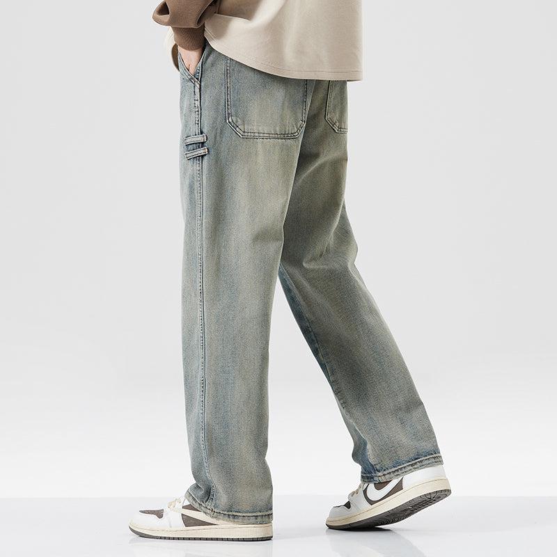 Washed Loose Straight Retro Jeans