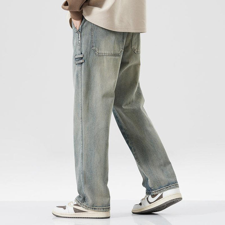 Washed Loose Straight Retro Jeans