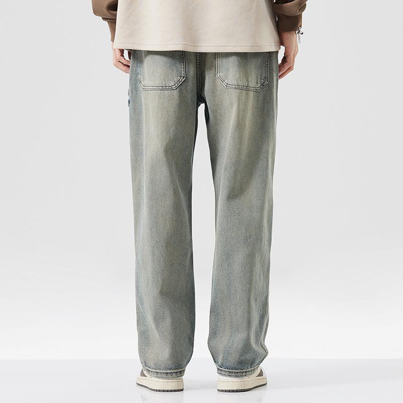 Washed Loose Straight Retro Jeans