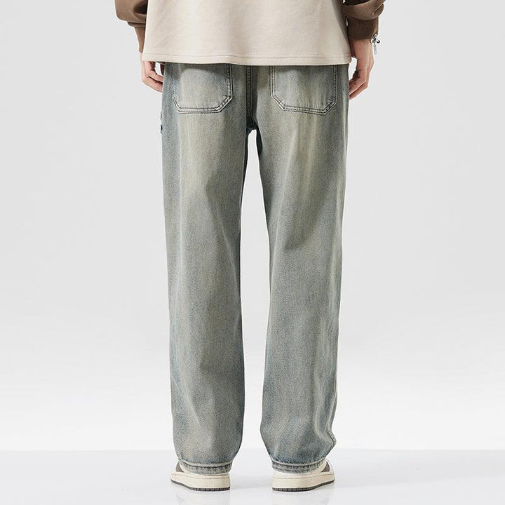 Washed Loose Straight Retro Jeans