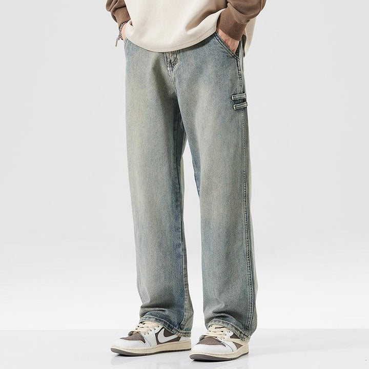 Washed Loose Straight Retro Jeans