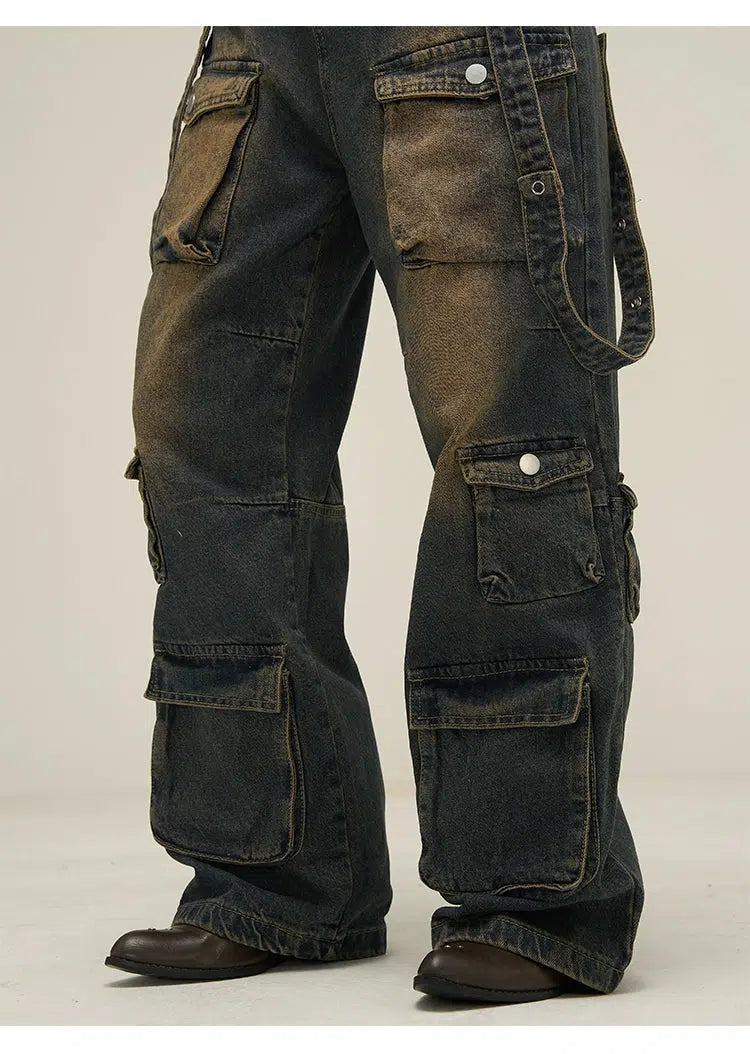 Washed Multi-pocket Ccargo eans