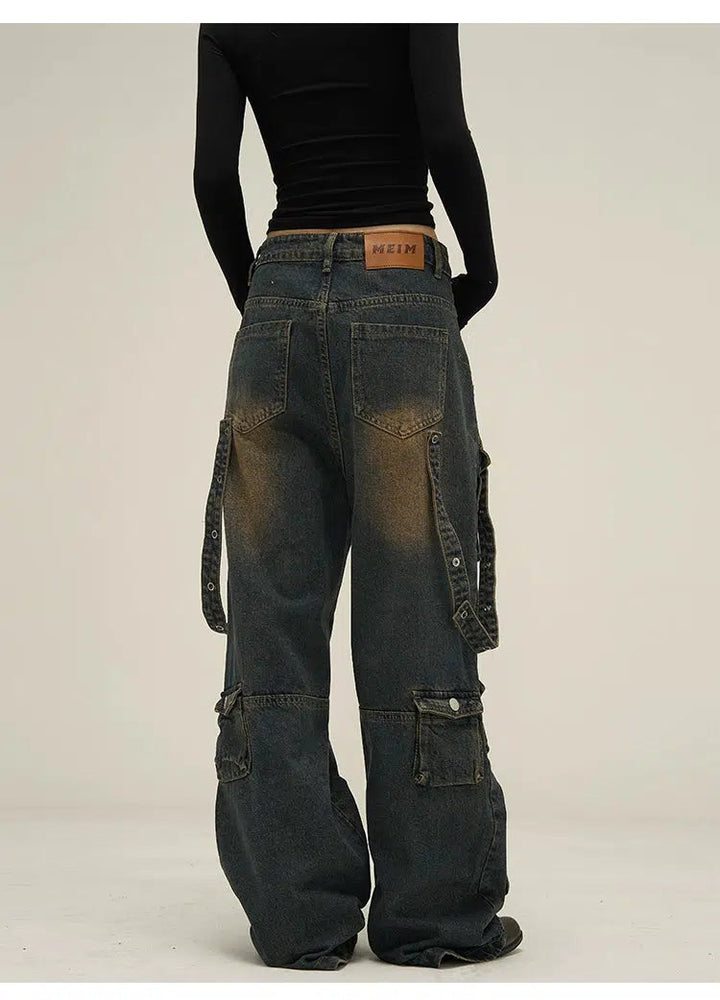 Washed Multi-pocket Ccargo eans