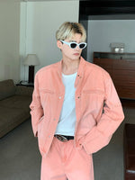 Washed Pink Denim Two-Piece Suit