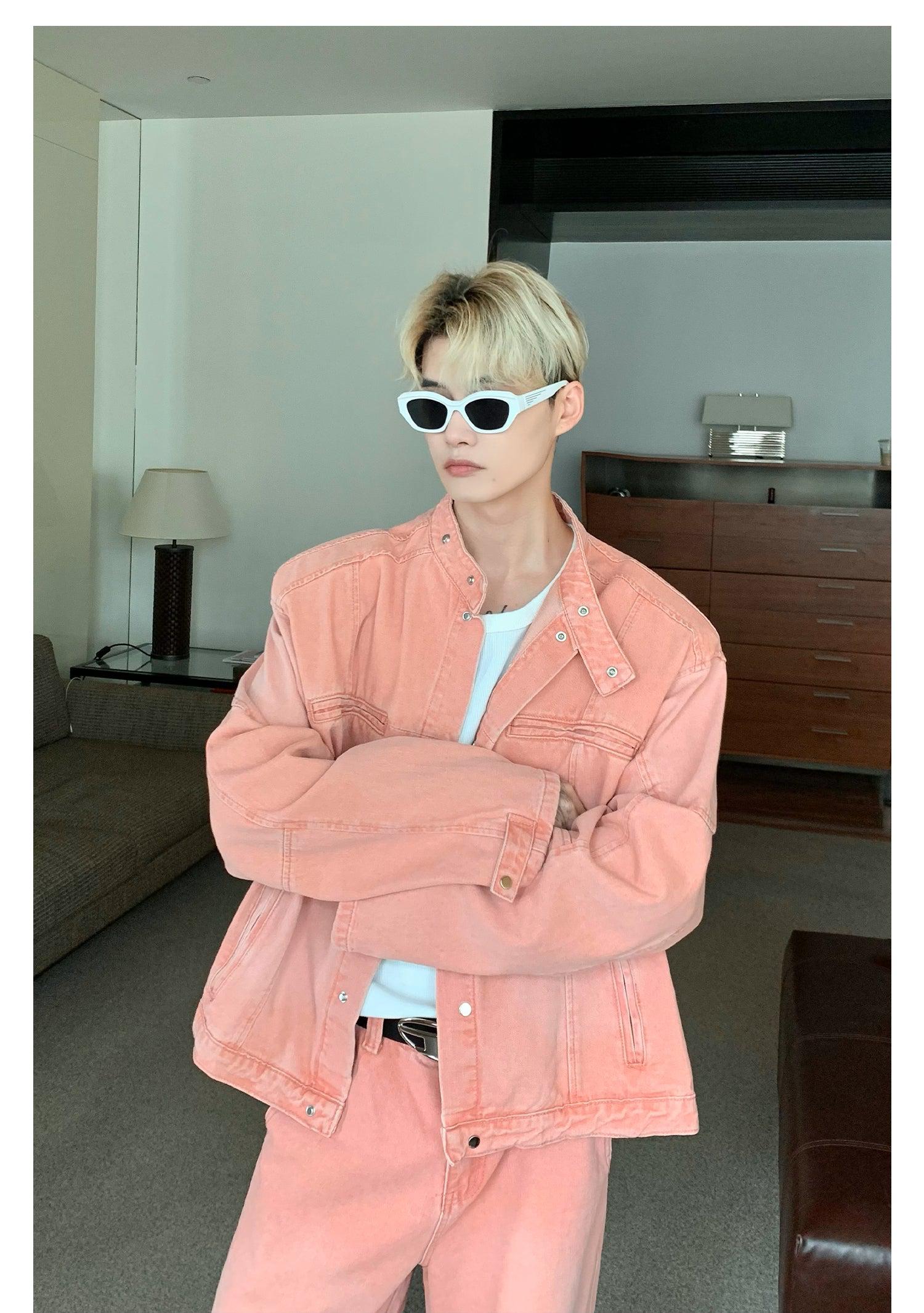 Washed Pink Denim Two-Piece Suit