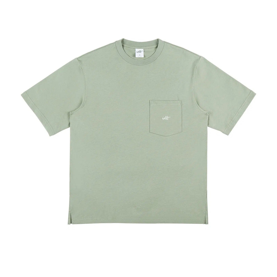 Washed Pocket Logo Embroidery T-shirt