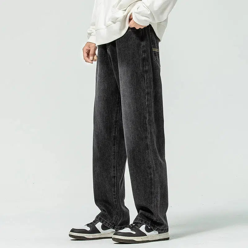 Washed Regular Fit Straight-leg Jeans