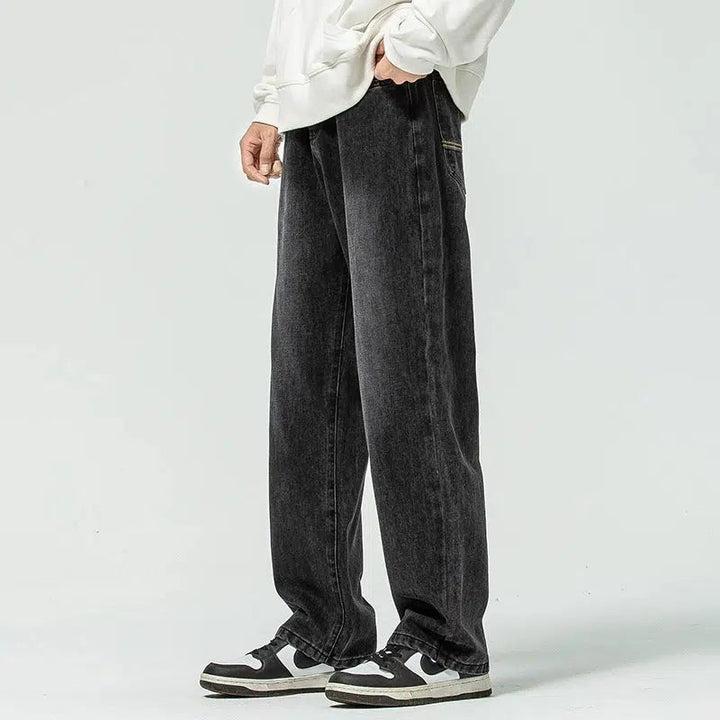 Washed Regular Fit Straight-leg Jeans