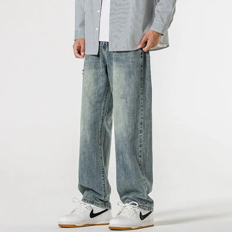 Washed Regular Fit Straight-leg Jeans