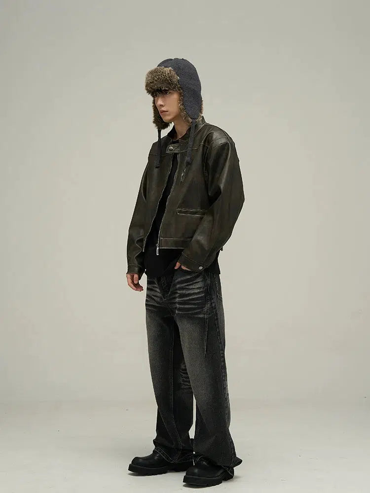 Washed Retro Wide Leg Jeans