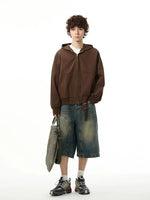 Washed Retro Wide-leg Shorts