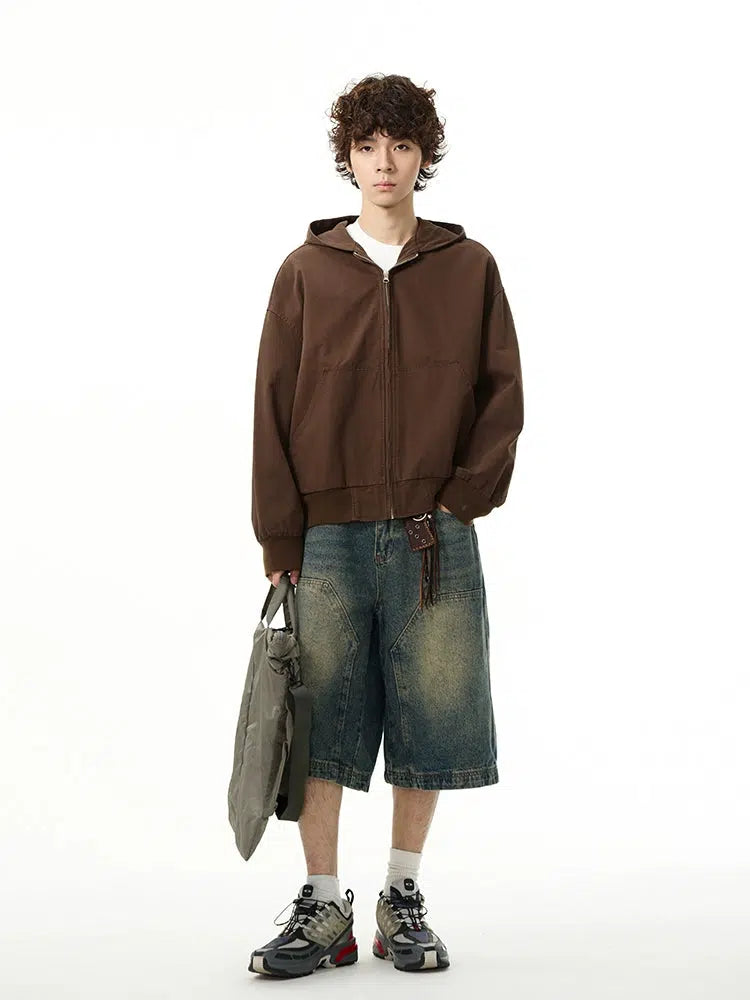 Washed Retro Wide-leg Shorts