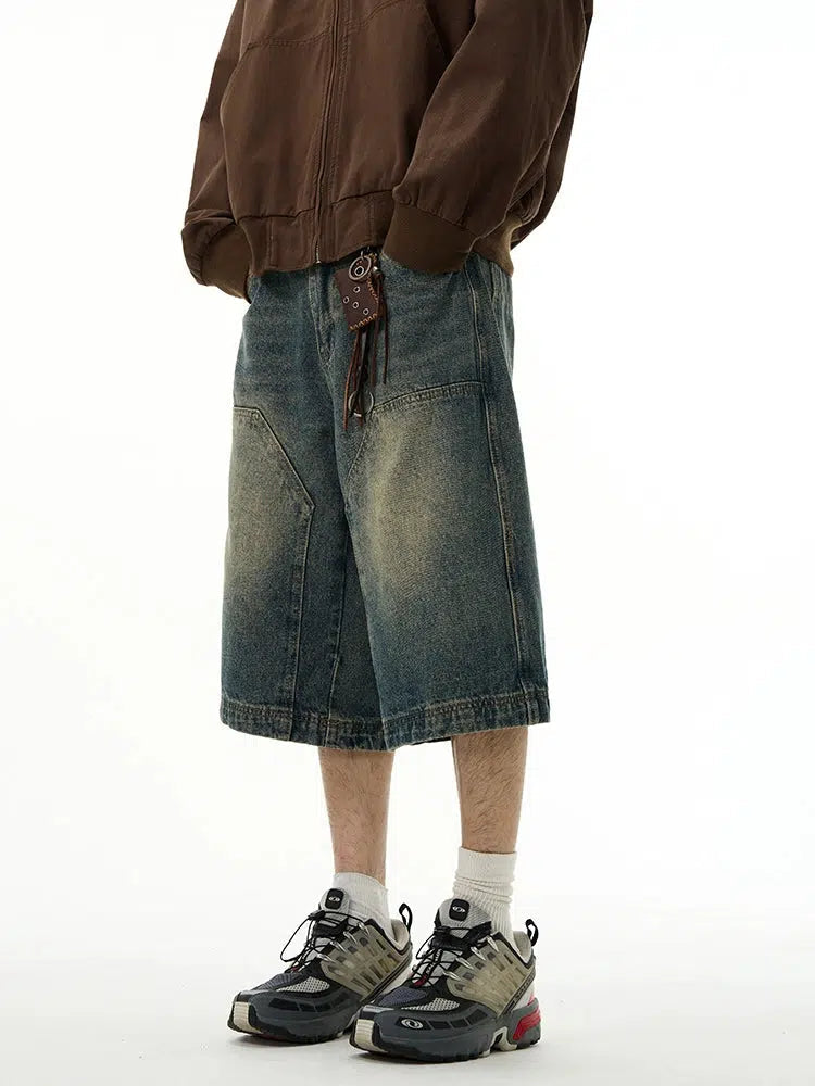 Washed Retro Wide-leg Shorts