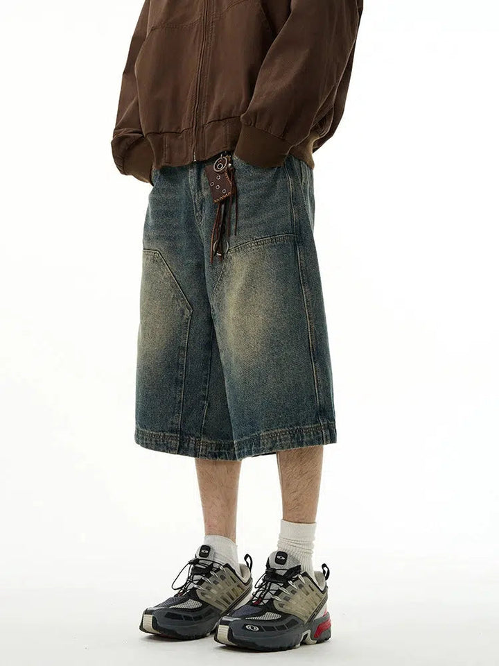 Washed Retro Wide-leg Shorts