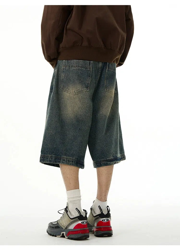 Washed Retro Wide-leg Shorts