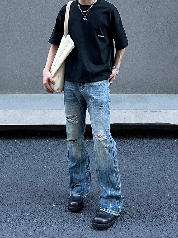 Washed Ripped Blue Jeans