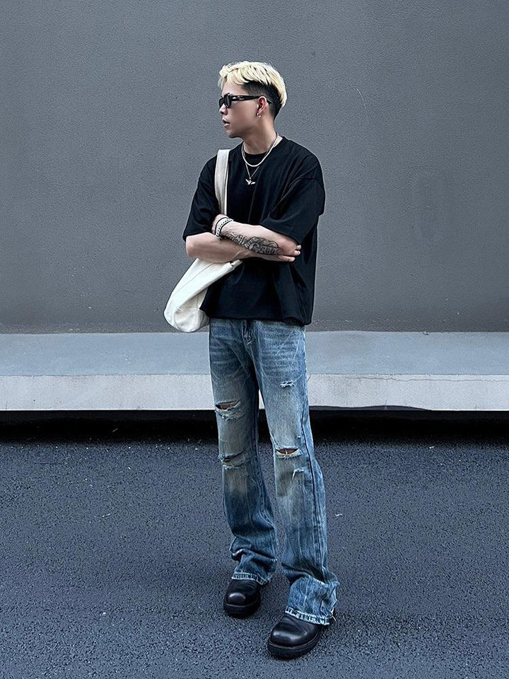 Washed Ripped Blue Jeans
