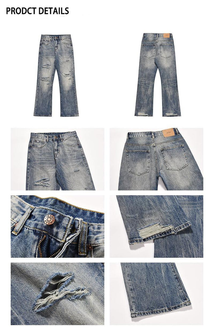 Washed Ripped Blue Jeans