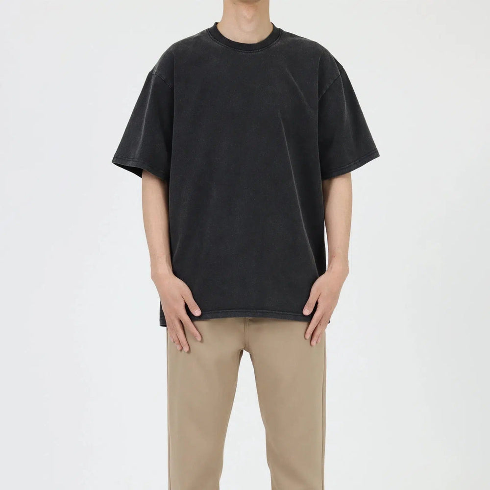 Washed Round Neck Short Sleeve T-shirt