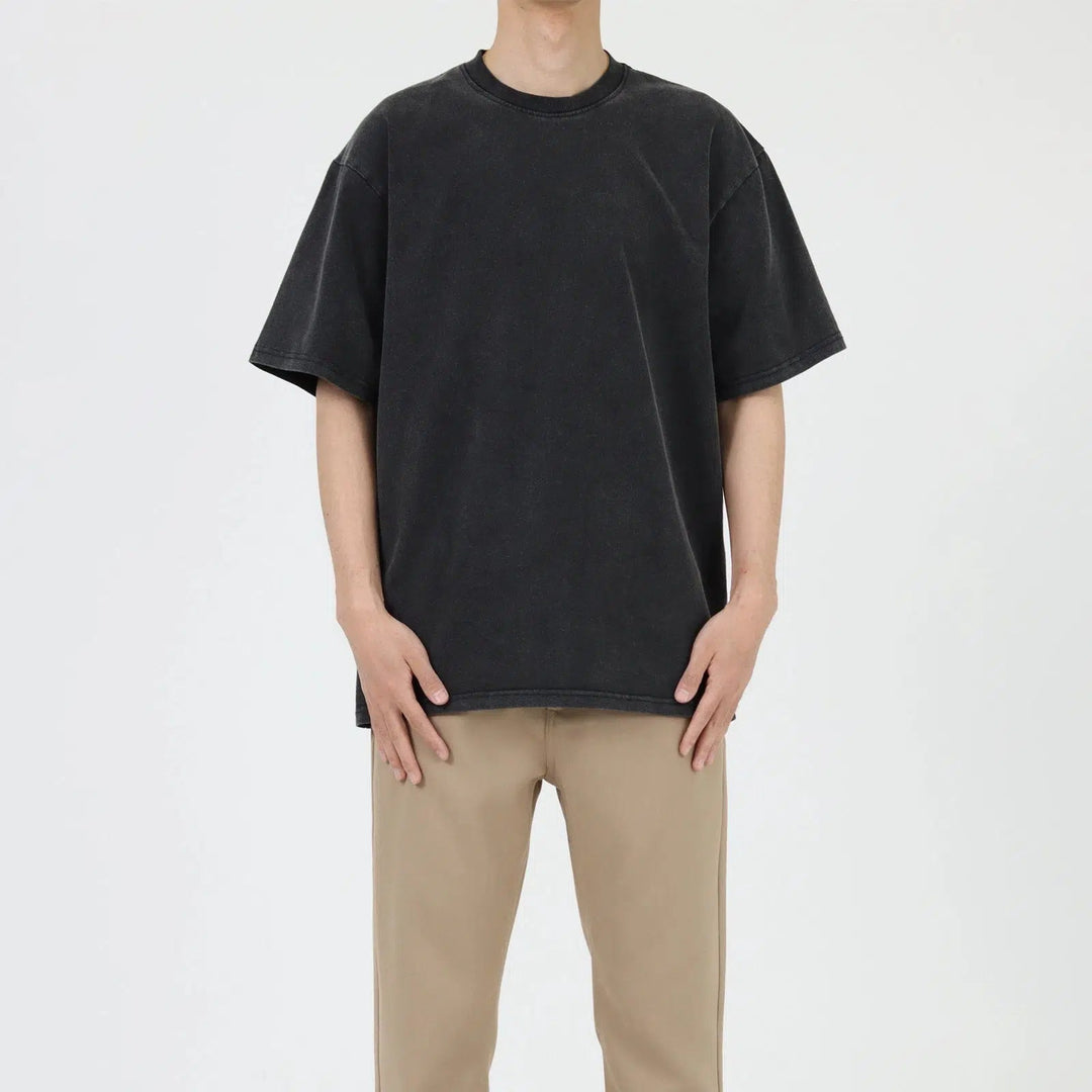 Washed Round Neck Short Sleeve T-shirt
