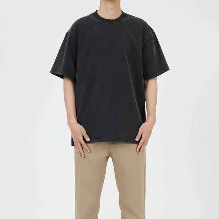 Washed Round Neck Short Sleeve T-shirt