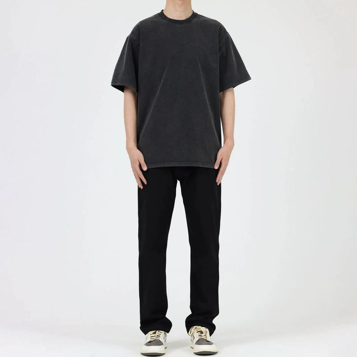 Washed Round Neck Short Sleeve T-shirt