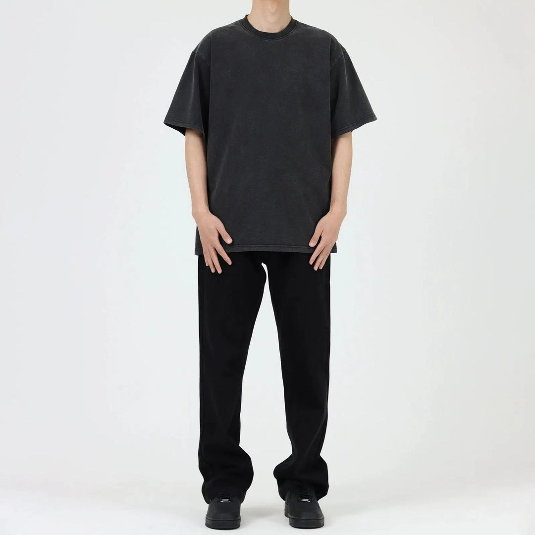 Washed Round Neck Short Sleeve T-shirt