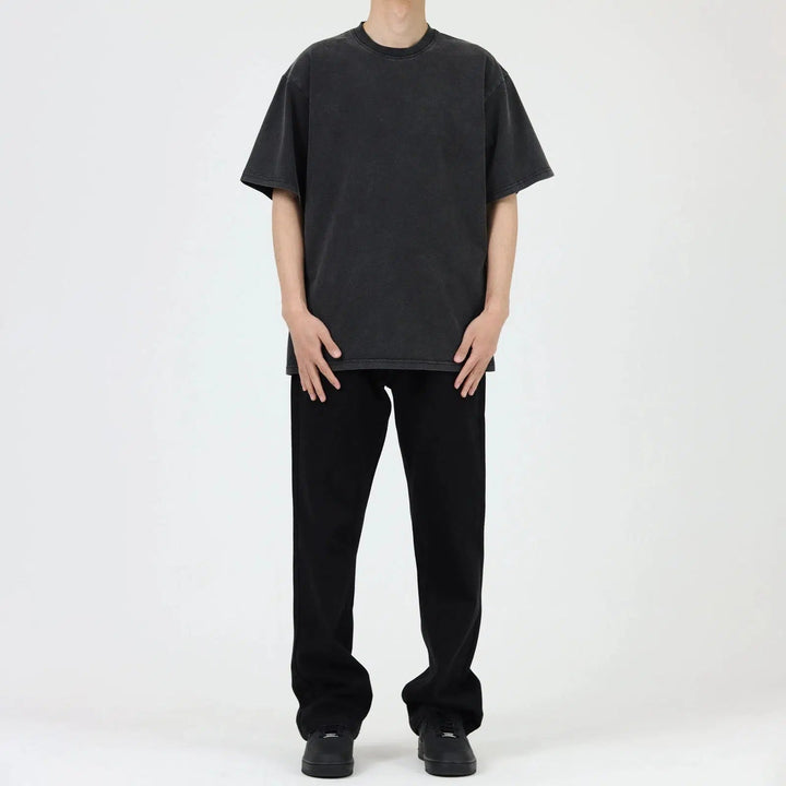 Washed Round Neck Short Sleeve T-shirt
