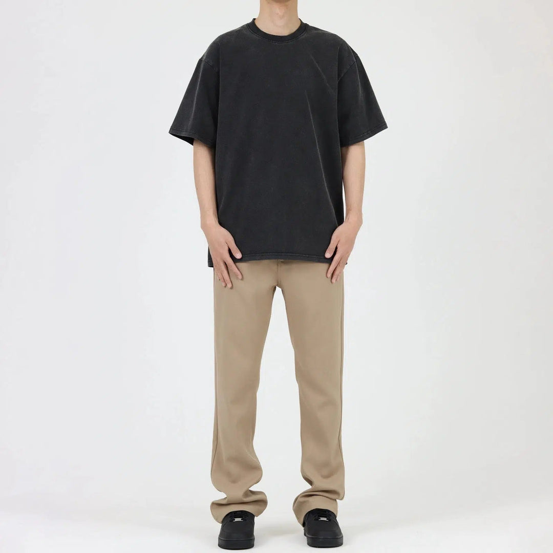 Washed Round Neck Short Sleeve T-shirt