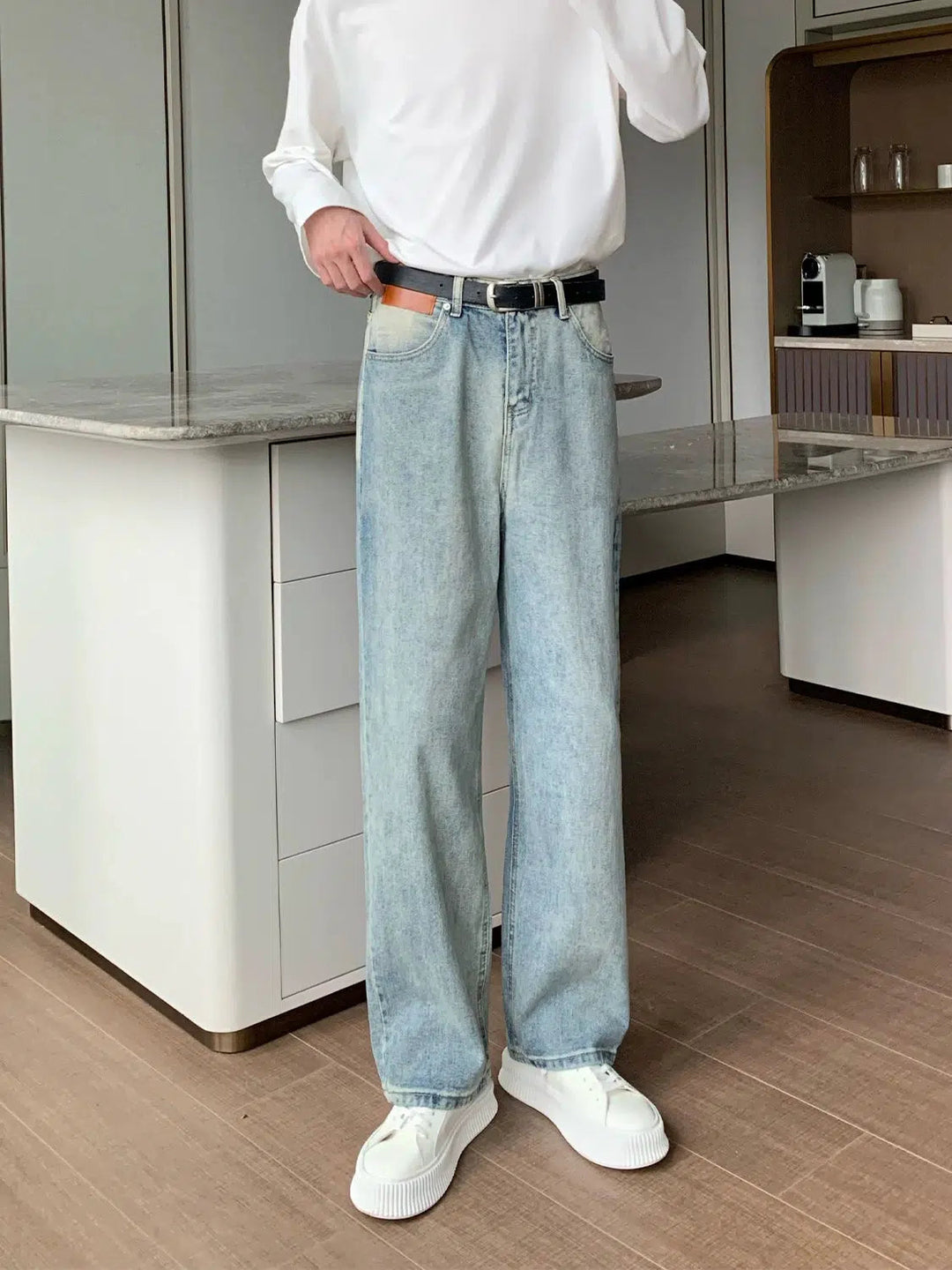 Washed Slim Straight-leg Jeans