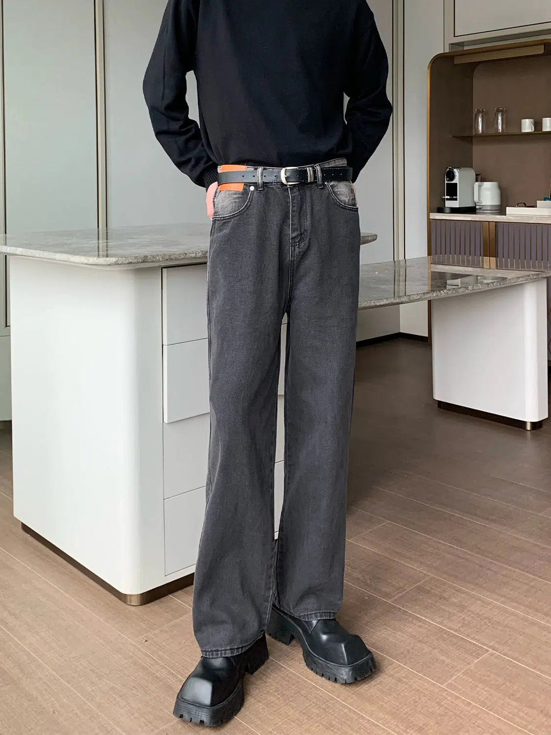 Washed Slim Straight-leg Jeans